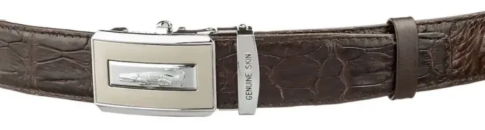 Ремінь автоматичний CROCODILE LEATHER 18606 з натуральної шкіри крокодила Коричневий