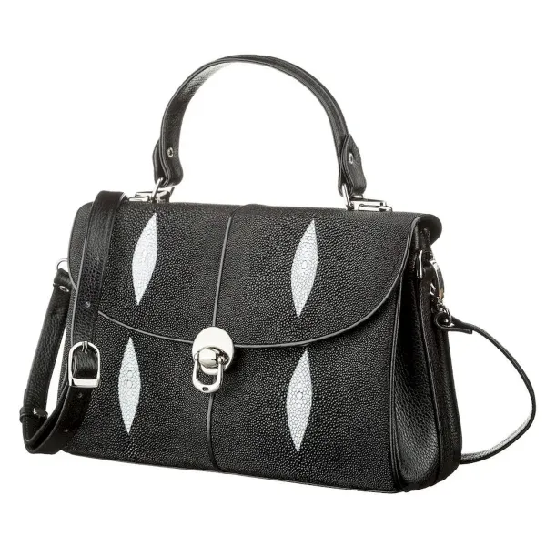 Сумка жіноча STINGRAY LEATHER 18612 із натуральної шкіри морського скату Чорна