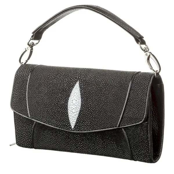 Жіночий клатч STINGRAY LEATHER 18615 з натуральної шкіри морського ската Чорний