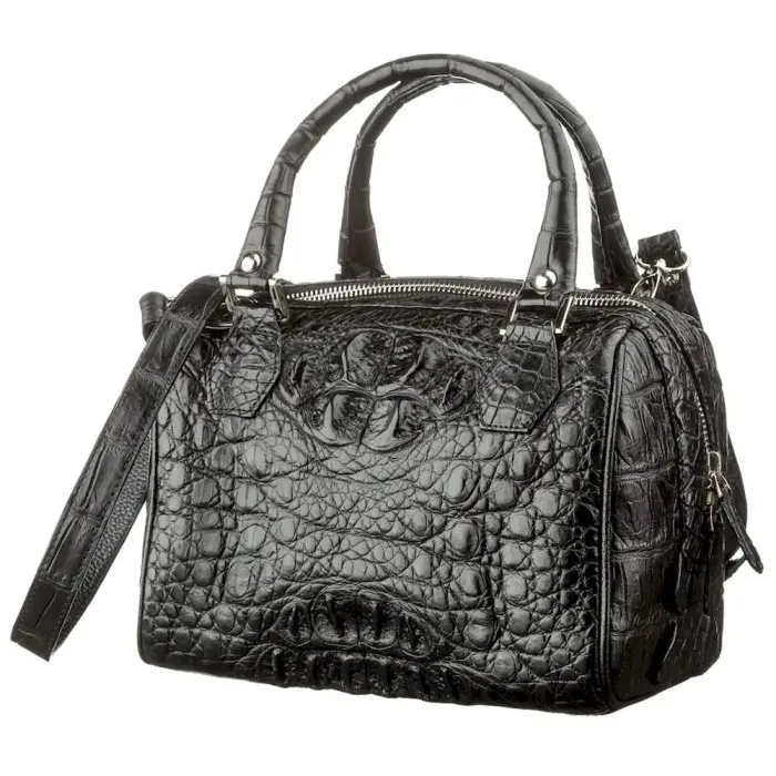 Сумка женская CROCODILE LEATHER 18618 из натуральной кожи крокодила Черная