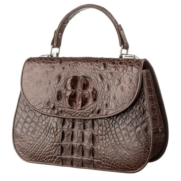 Сумка CROCODILE LEATHER 18619 із натуральної шкіри крокодила Коричнева