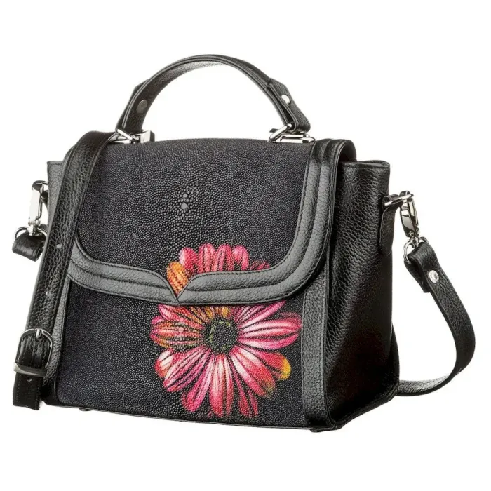 Сумка женская STINGRAY LEATHER 18626 из натуральной кожи морского ската Черная