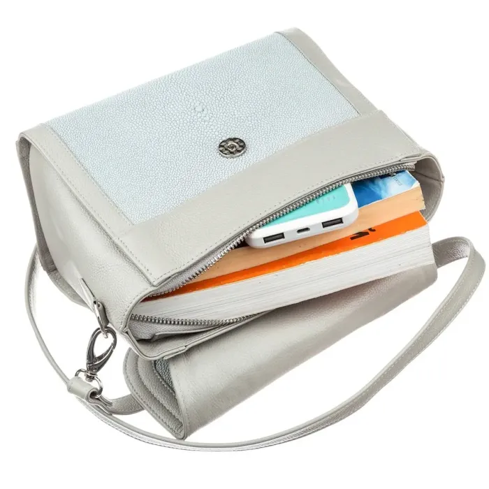 Сумка жіноча STINGRAY LEATHER 18629 із натуральної шкіри морського ската Сіра