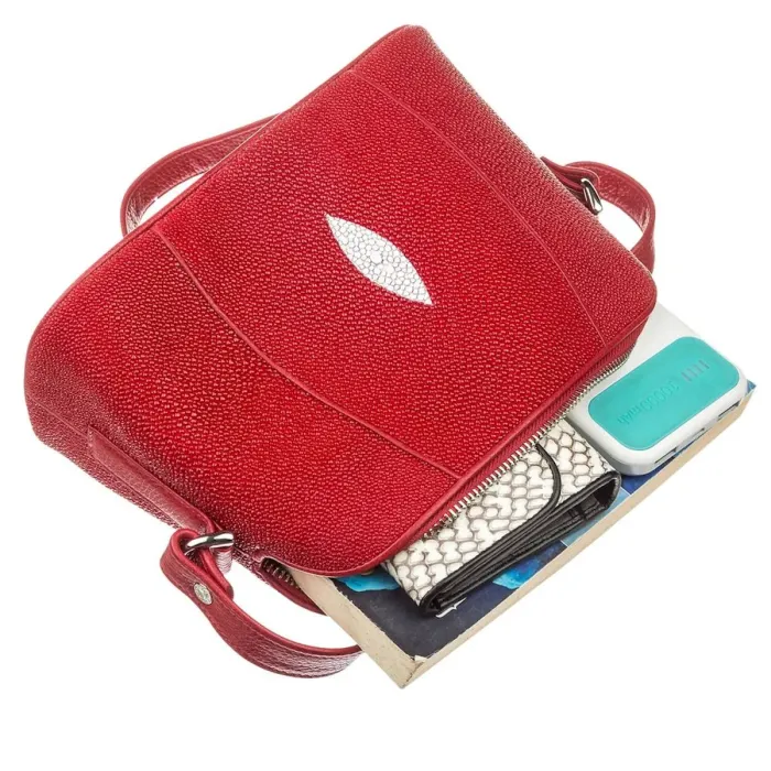 Сумка жіноча STINGRAY LEATHER 18631 із натуральної шкіри морського ската Червона