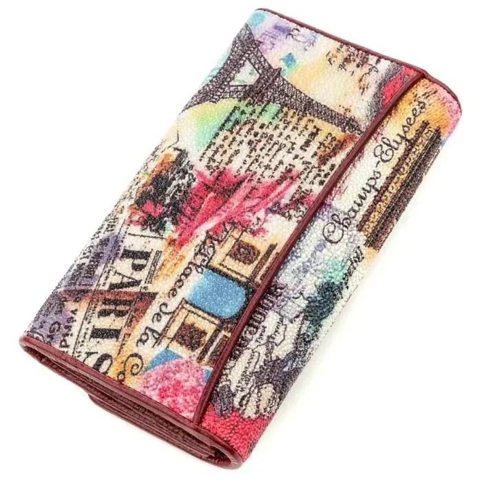 Гаманець жіночий STINGRAY LEATHER 18632 із натуральної шкіри морського ската Різнокольоровий