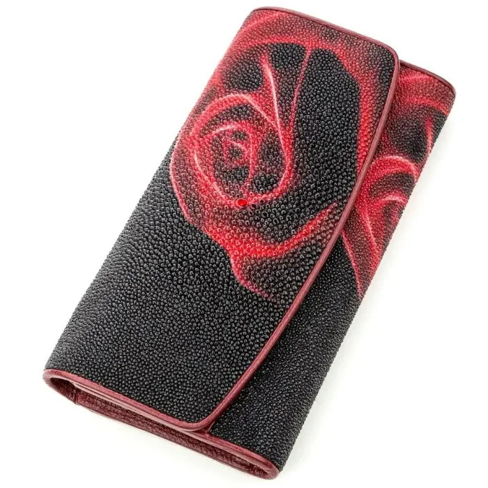 Гаманець жіночий STINGRAY LEATHER 18634 із натуральної шкіри морського ската Чорний