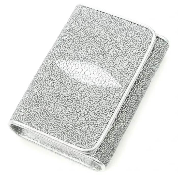 Гаманець вертикальний жіночий STINGRAY LEATHER 18636 із натуральної шкіри морського скату Сріблястий