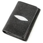 Вертикальний жіночий гаманець STINGRAY LEATHER 18638 із натуральної шкіри морського ската Чорний