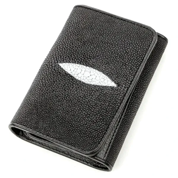 Вертикальний жіночий гаманець STINGRAY LEATHER 18638 із натуральної шкіри морського ската Чорний