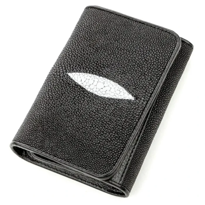 Вертикальний жіночий гаманець STINGRAY LEATHER 18638 із натуральної шкіри морського ската Чорний