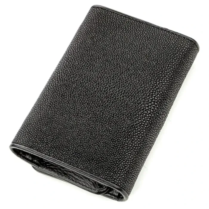 Вертикальний жіночий гаманець STINGRAY LEATHER 18638 із натуральної шкіри морського ската Чорний