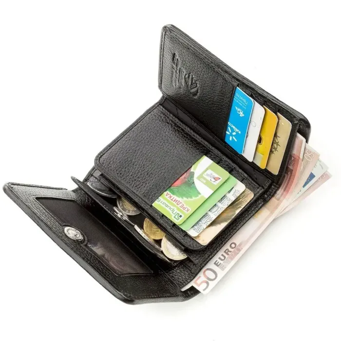 Вертикальний жіночий гаманець STINGRAY LEATHER 18638 із натуральної шкіри морського ската Чорний