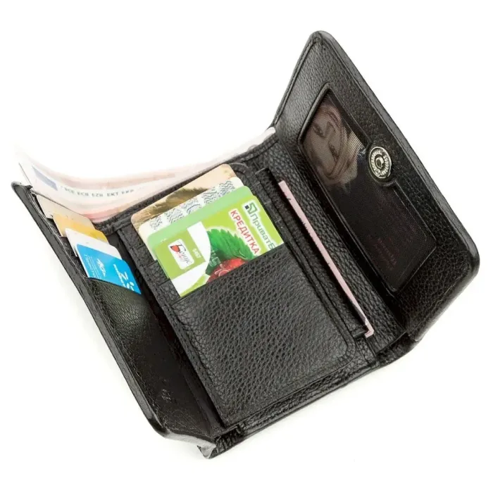 Вертикальний жіночий гаманець STINGRAY LEATHER 18638 із натуральної шкіри морського ската Чорний