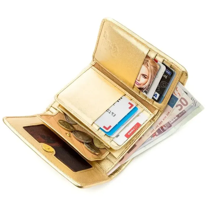 Вертикальний жіночий гаманець STINGRAY LEATHER 18639 із натуральної шкіри морського ската Золотистий