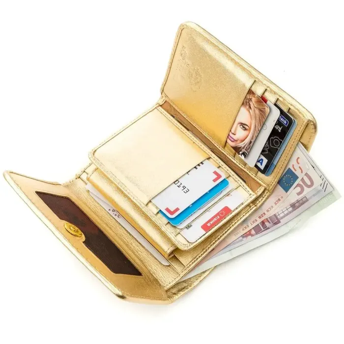 Вертикальний жіночий гаманець STINGRAY LEATHER 18639 із натуральної шкіри морського ската Золотистий