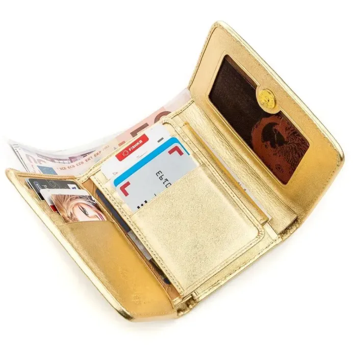 Вертикальний жіночий гаманець STINGRAY LEATHER 18639 із натуральної шкіри морського ската Золотистий