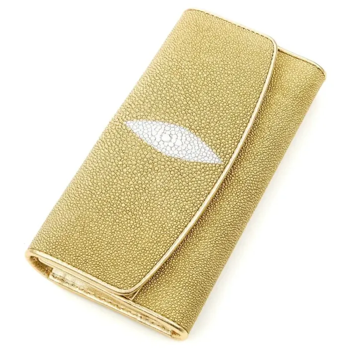 Гаманець жіночий STINGRAY LEATHER 18640 із натуральної шкіри морського ската Золотистий