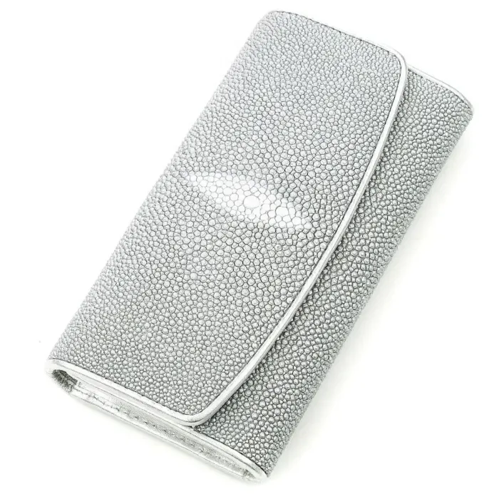 Вертикальний жіночий гаманець STINGRAY LEATHER 18641 із натуральної шкіри морського ската Сірий