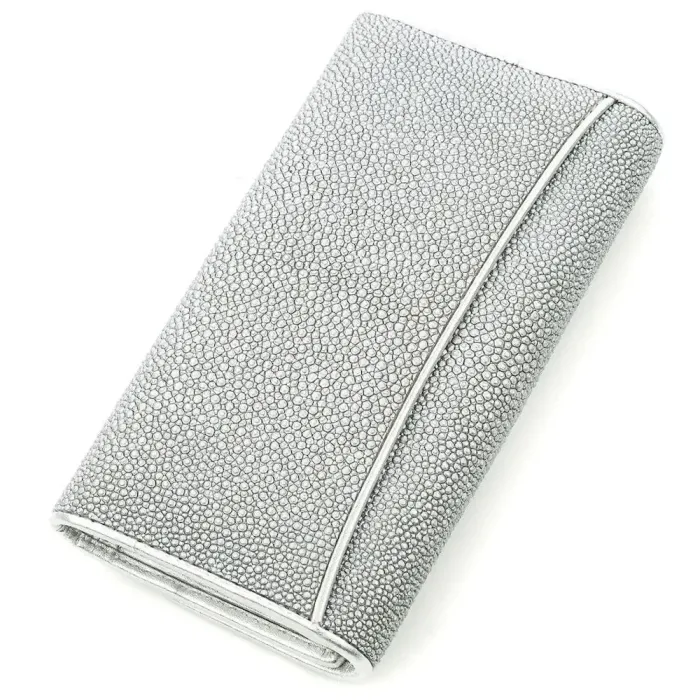 Вертикальний жіночий гаманець STINGRAY LEATHER 18641 із натуральної шкіри морського ската Сірий