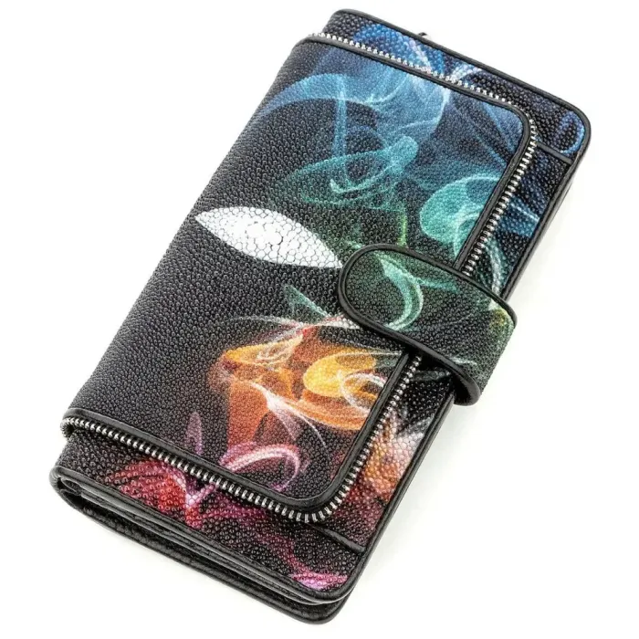 Гаманець жіночий STINGRAY LEATHER 18642 із натуральної шкіри морського ската Чорний