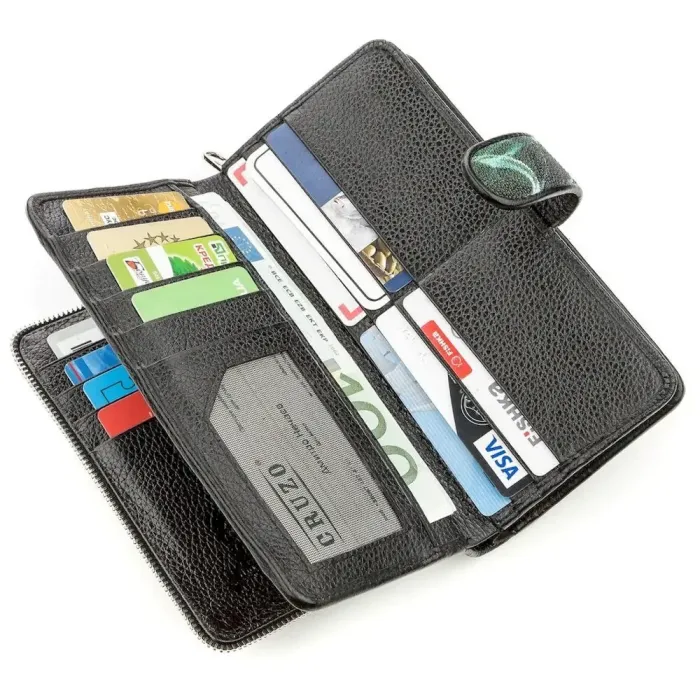 Гаманець жіночий STINGRAY LEATHER 18642 із натуральної шкіри морського ската Чорний