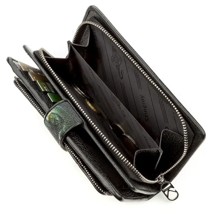 Гаманець жіночий STINGRAY LEATHER 18642 із натуральної шкіри морського ската Чорний