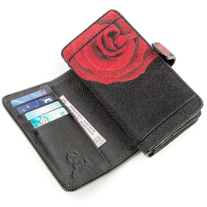 Гаманець жіночий STINGRAY LEATHER 18643 із натуральної шкіри морського ската Чорний