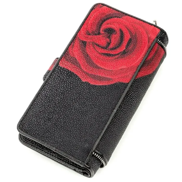 Гаманець жіночий STINGRAY LEATHER 18643 із натуральної шкіри морського ската Чорний