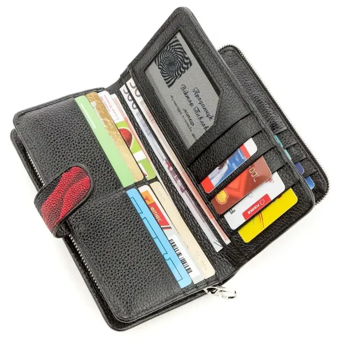 Гаманець жіночий STINGRAY LEATHER 18643 із натуральної шкіри морського ската Чорний