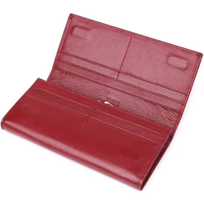 Місткий жіночий гаманець із натуральної шкіри ST Leather 23089 Бордовий