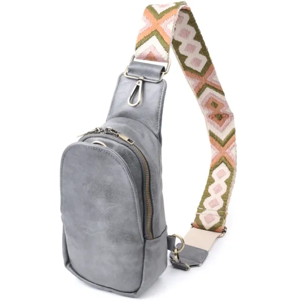 Модна сумка через плече в модному кольорі з екошкіри Vintage 22792 Сірий