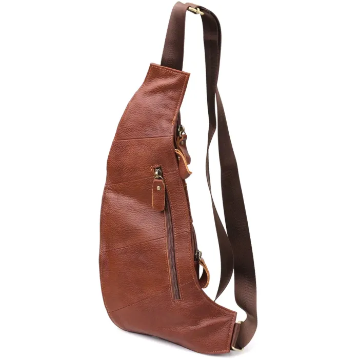 Практична чоловіча сумка через плече із зернистої натуральної шкіри Vintage 22966 Коричневий