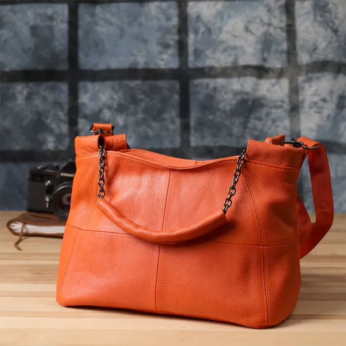 Яскрава сумка для жінок з натуральної шкіри Vintage 22990 Помаранчевий