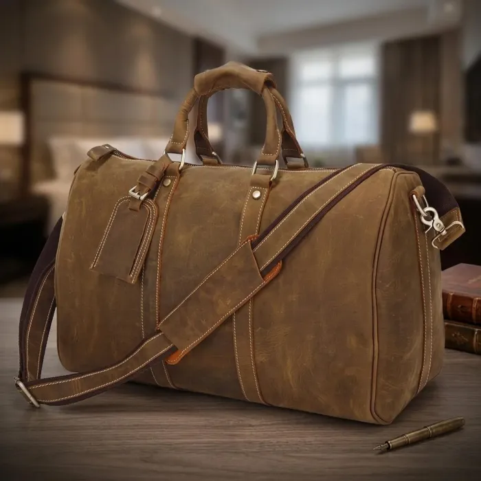 Сумка дорожня Vintage 14050 з вінтажній шкіри Коричнева
