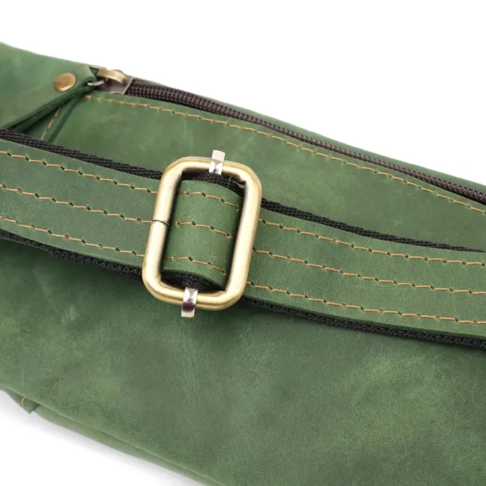 Модна сумка-бананка для чоловіків з натуральної vintage шкіри Shvigel 23124 Зелений