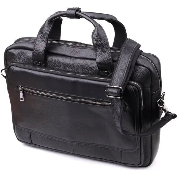 Місткий портфель для чоловіків з натуральної шкіри Vintage 23043 Чорний