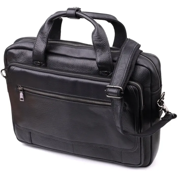 Місткий портфель для чоловіків з натуральної шкіри Vintage 23043 Чорний