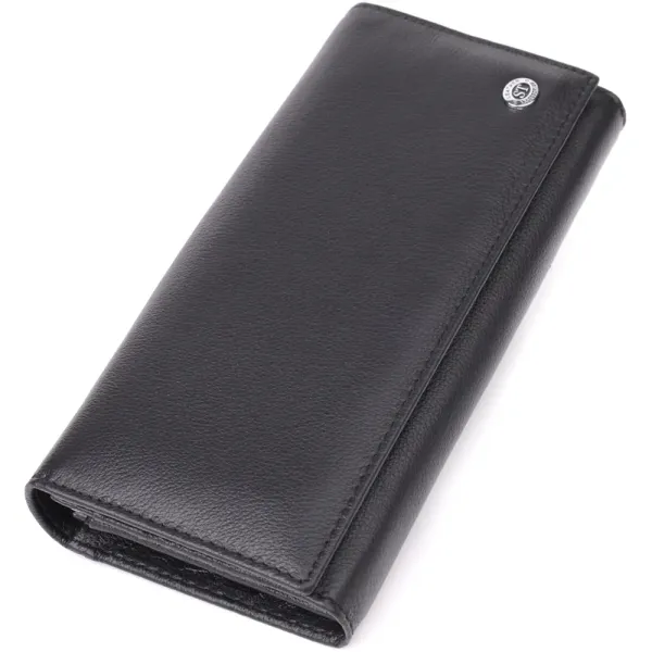 Солідний жіночий гаманець із натуральної шкіри ST Leather 23088 Чорний