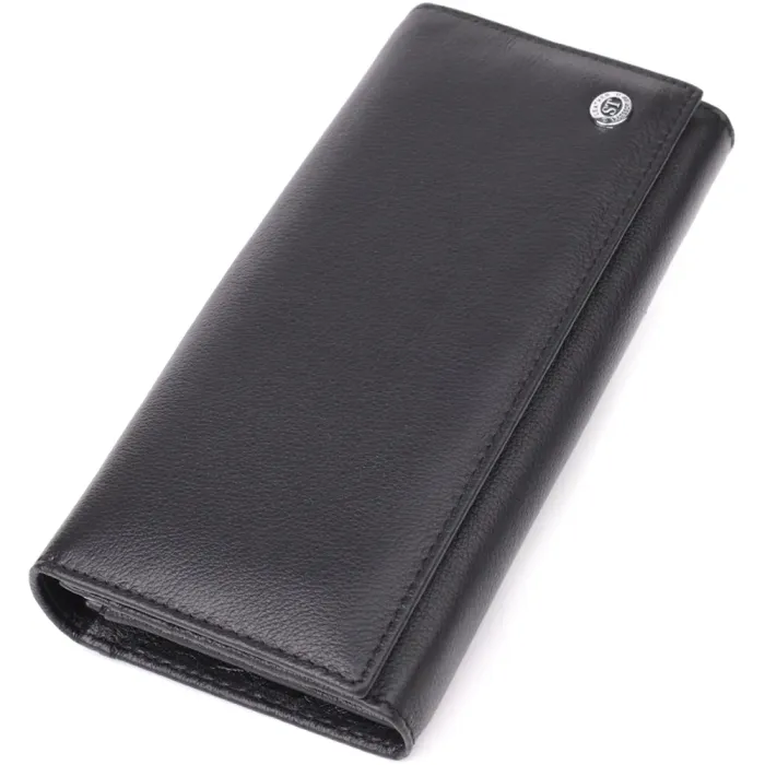 Солідний жіночий гаманець із натуральної шкіри ST Leather 23088 Чорний