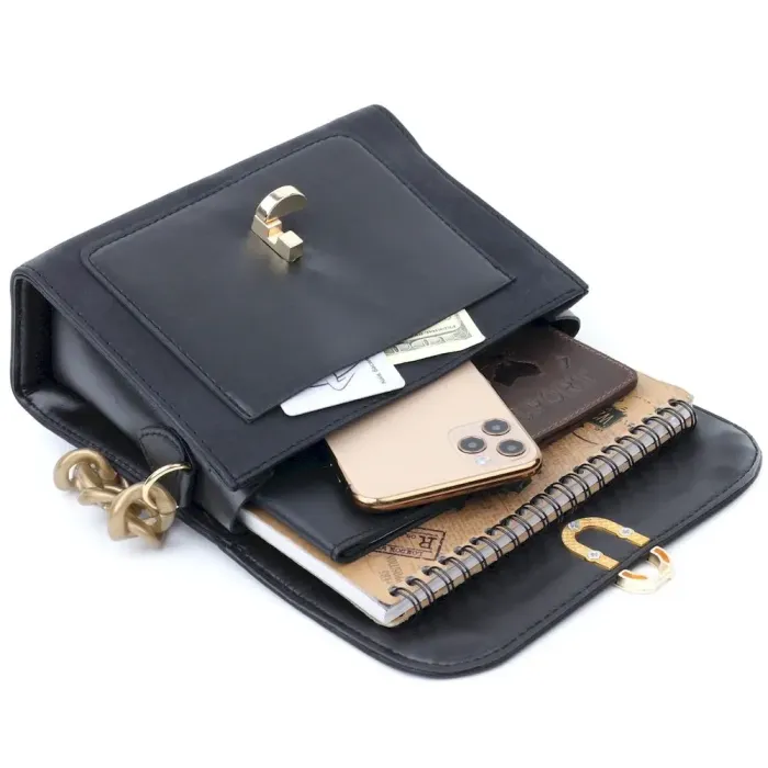 Компактна жіноча сумка зі шкірозамінника Vintage 18707 Чорний