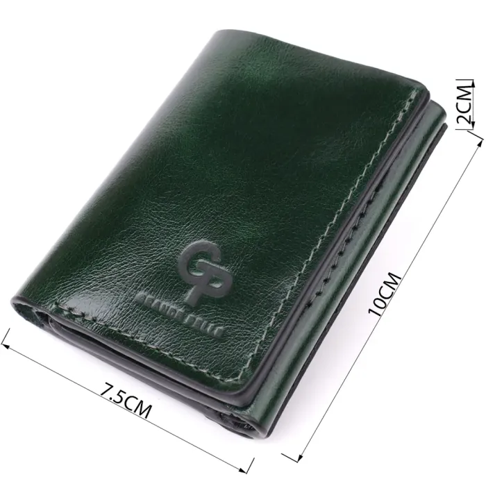 Відмінний гаманець у три складання з натуральної гладкої шкіри GRANDE PELLE 22944 Зелений