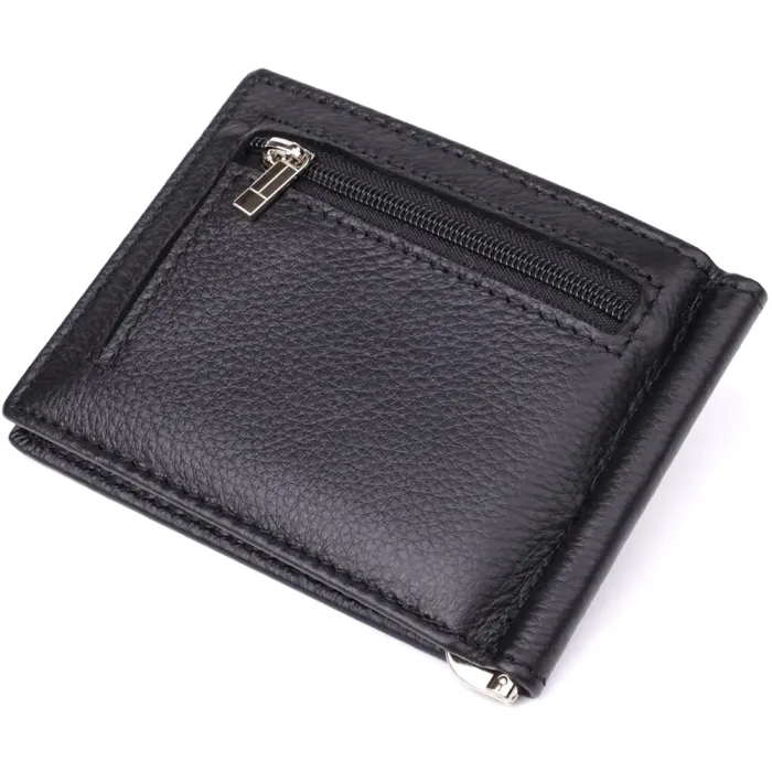 Чоловічий гаманець із металевим затискачем з натуральної шкіри ST Leather 23092 Чорний