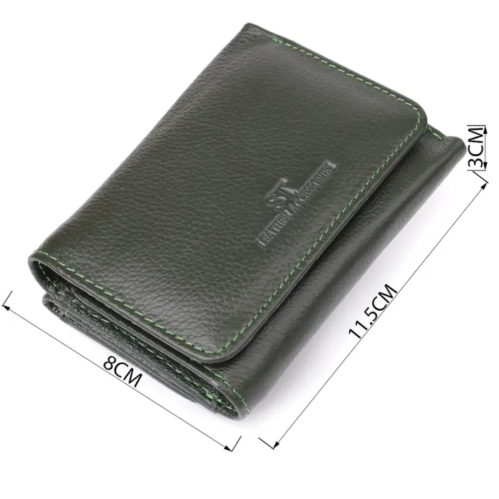Маленький гаманець зручного формату із натуральної шкіри ST Leather 23076 Зелений