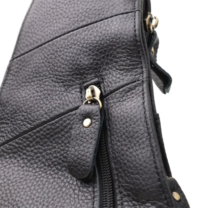 Чоловіча сумка з великою кількістю кишень із натуральної шкіри Vintage 22961 Чорний