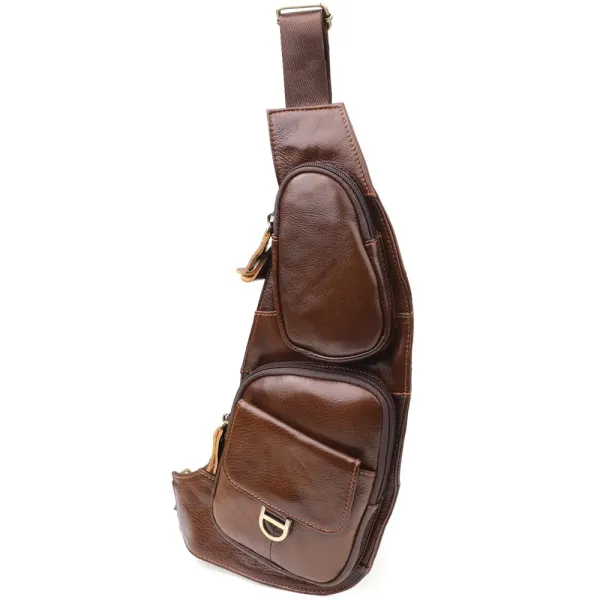 Цікава чоловіча сумка через плече з гладкої натуральної шкіри Vintage 22965 Коричневий