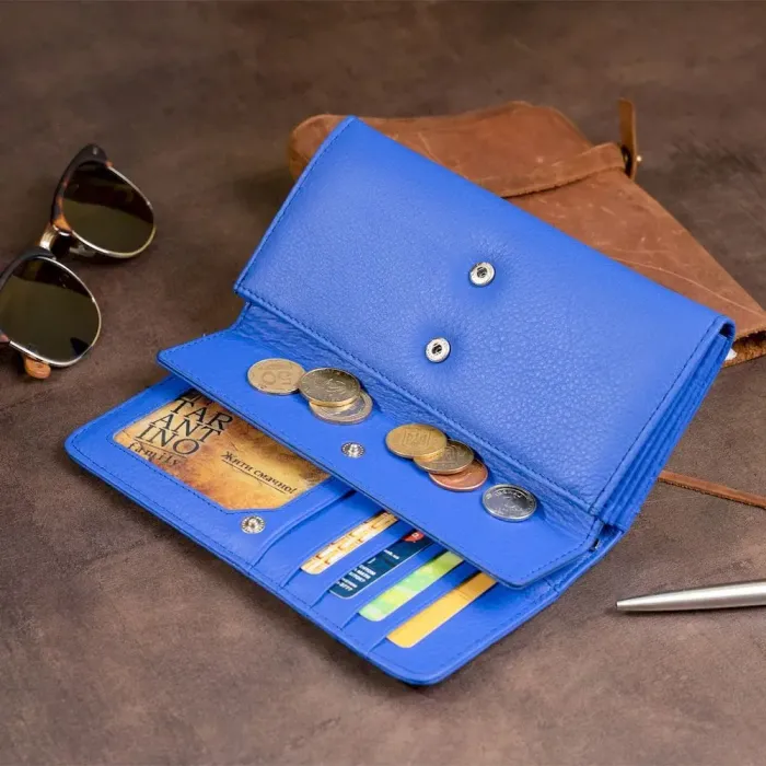 Гаманець шкіряний у дві додавання жіночий ST Leather 19285 Синій