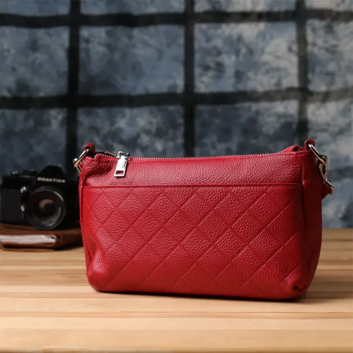 Жіноча шкіряна сумка з двома зручними ремінцями Vintage 22927 Червоний