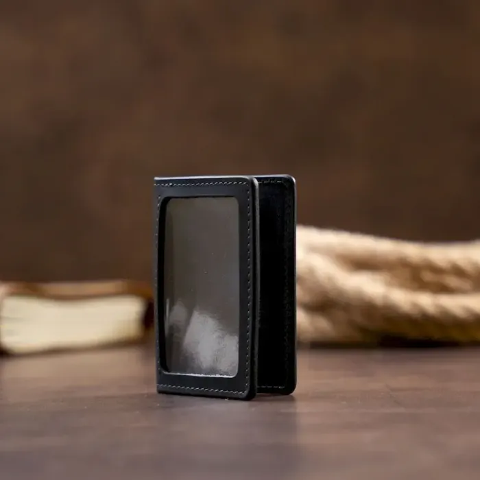 Визитница с обложкой для ID-паспорта из натуральной кожи GRANDE PELLE 11290 Черная