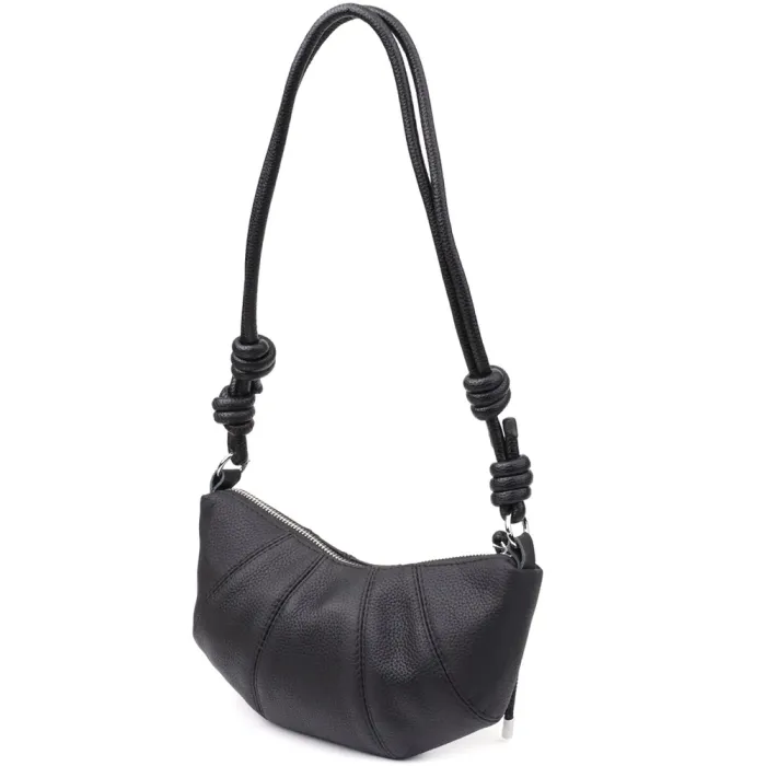 Жіноча напівкругла сумка з натуральної шкіри Vintage 22932 Чорний