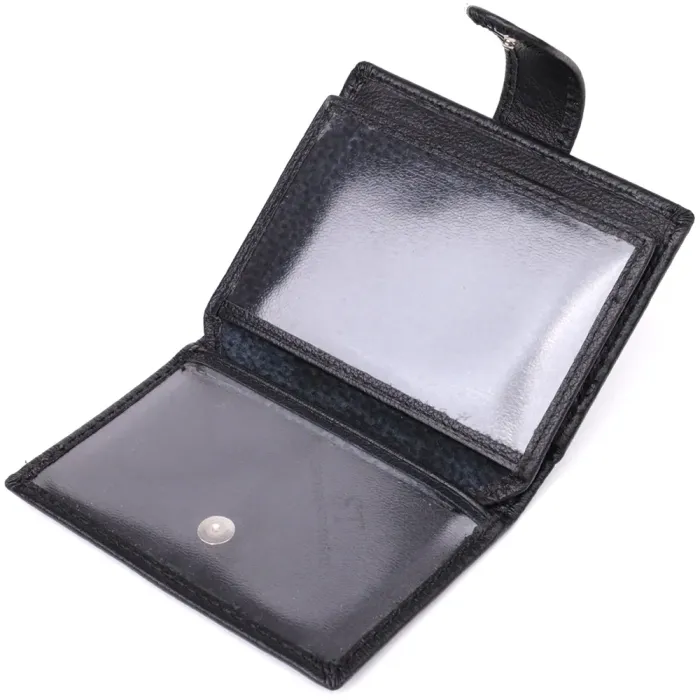 Компактний чоловічий гаманець вертикального формату з натуральної шкіри ST Leather 23095 Чорний